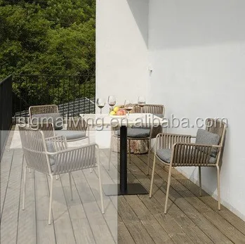 Hotel outdoor furniture courtyard garden rope furniture daybed woven rope sun bed with cushion