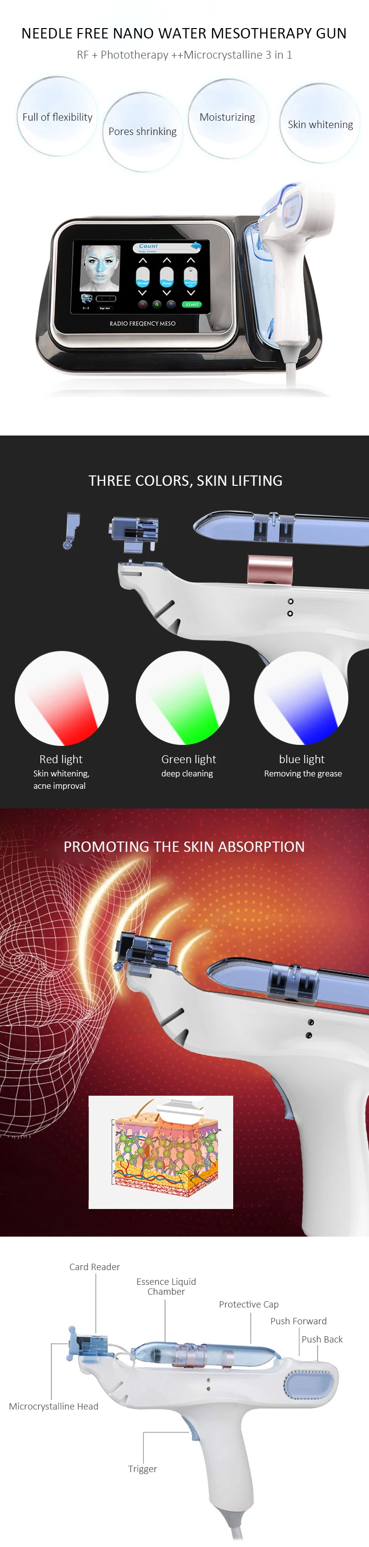 Water Mesotherapy machine RF EMS nano mesotherapy injector mesogun Wrinkle Removal Meso Injection Gun