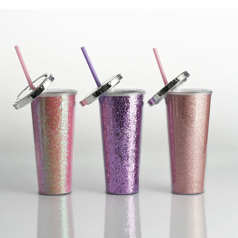 Wholesale 24oz Custom Eco Acrylic Plastic Shimmer Drink Tumblers With