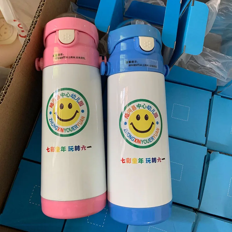 500/350毫升双壁不锈钢热升华空白儿童水壶,热升华热水瓶带吸管儿童