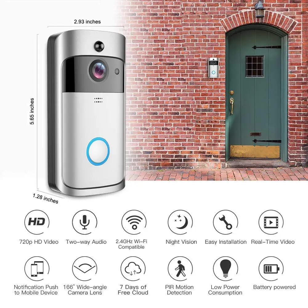 New Version V5 Wireless Doorbell Camera Wifi 1080p Home Smart Security ...