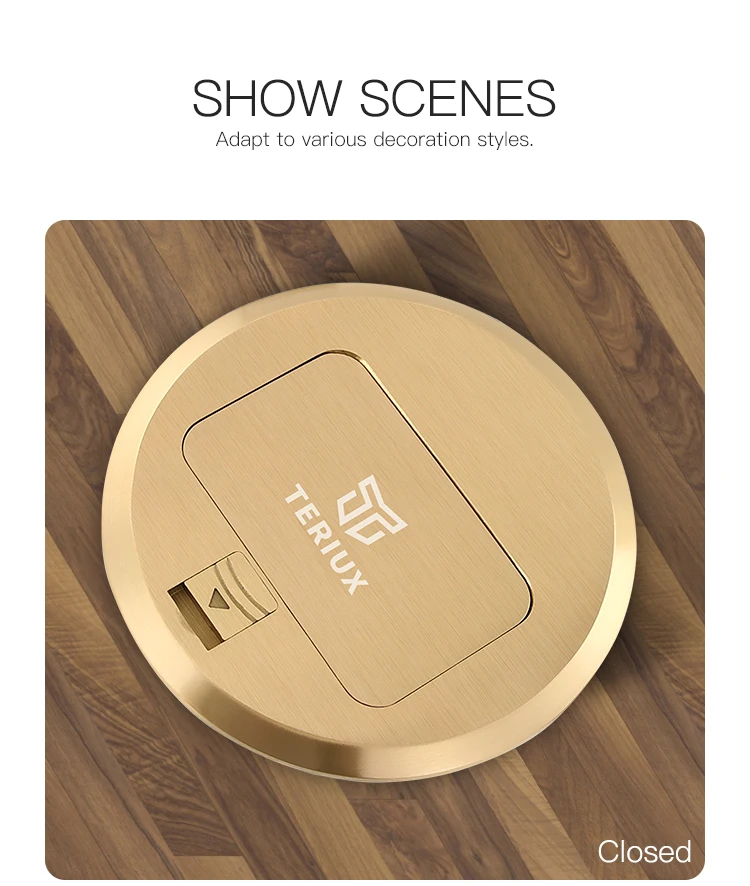 German standard brass power 16A round pop-up floor socket box