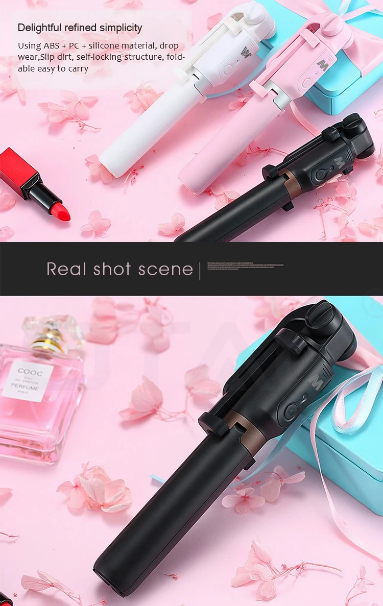OTAO Cute Girl Fordable Tripod Rechargeable Bluetooth Selfie Stick For iPhone Android Mobile Phone Holder Extendable Handheld