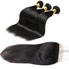 9A Grade Virgin Brazilian Human Straight Hair Bundle With Closure A Set Wig