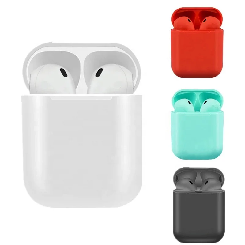 

Free Shipping i12 HIFI TWS Stereo BT 5.0 Waterproof Ear Buds Color Wireless Earbuds Headset with Charging Case, Black, white, red, green, gray