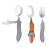 OEM removable reusable foldable spoon fork stainless steel cutlery set travel flatware set for picnic