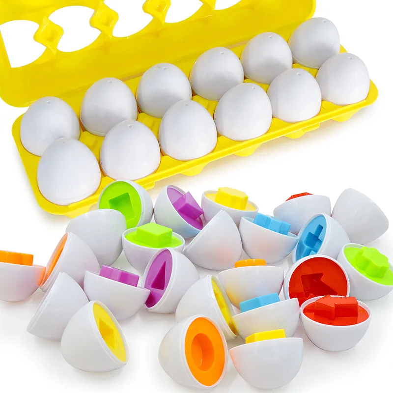 Matching Eggs 12 pcs Set Color Shape Number Matching Egg Set Early Learning Educational Fine Motor Skill Montessori Toy Gift