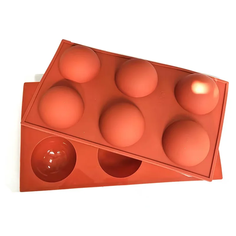 6 Cavity Round Half Ball Shaped Silicone Chocolate Mold DIY Dessert ...