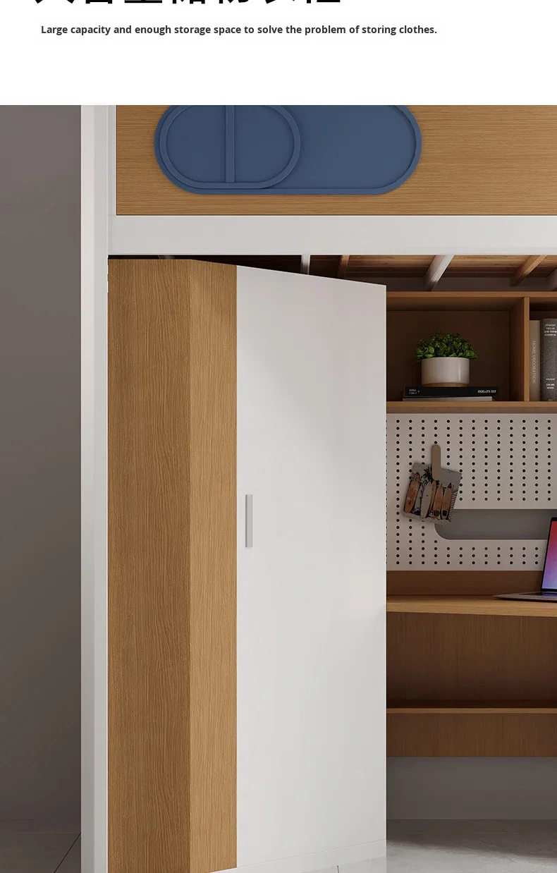 product custom free 3d design service iron upper bed and lower desk apartment dormitory metal frame bunk bed for students school-12