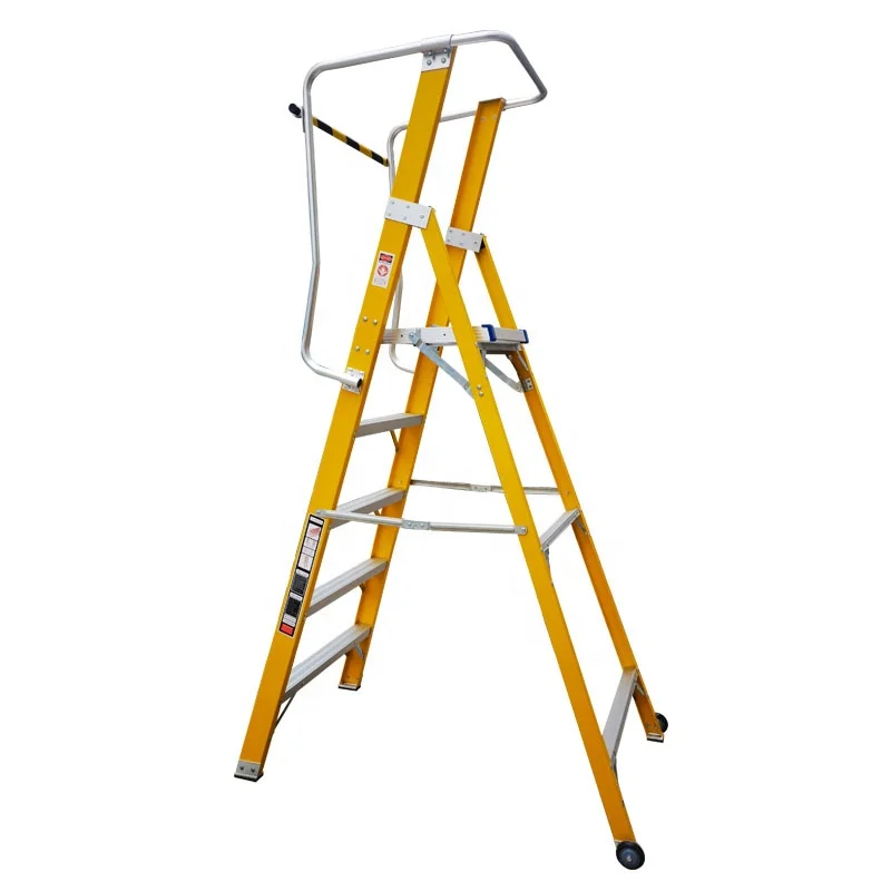 Industrial Mobile Portable Insulated Fiberglass Ladder Platform Step