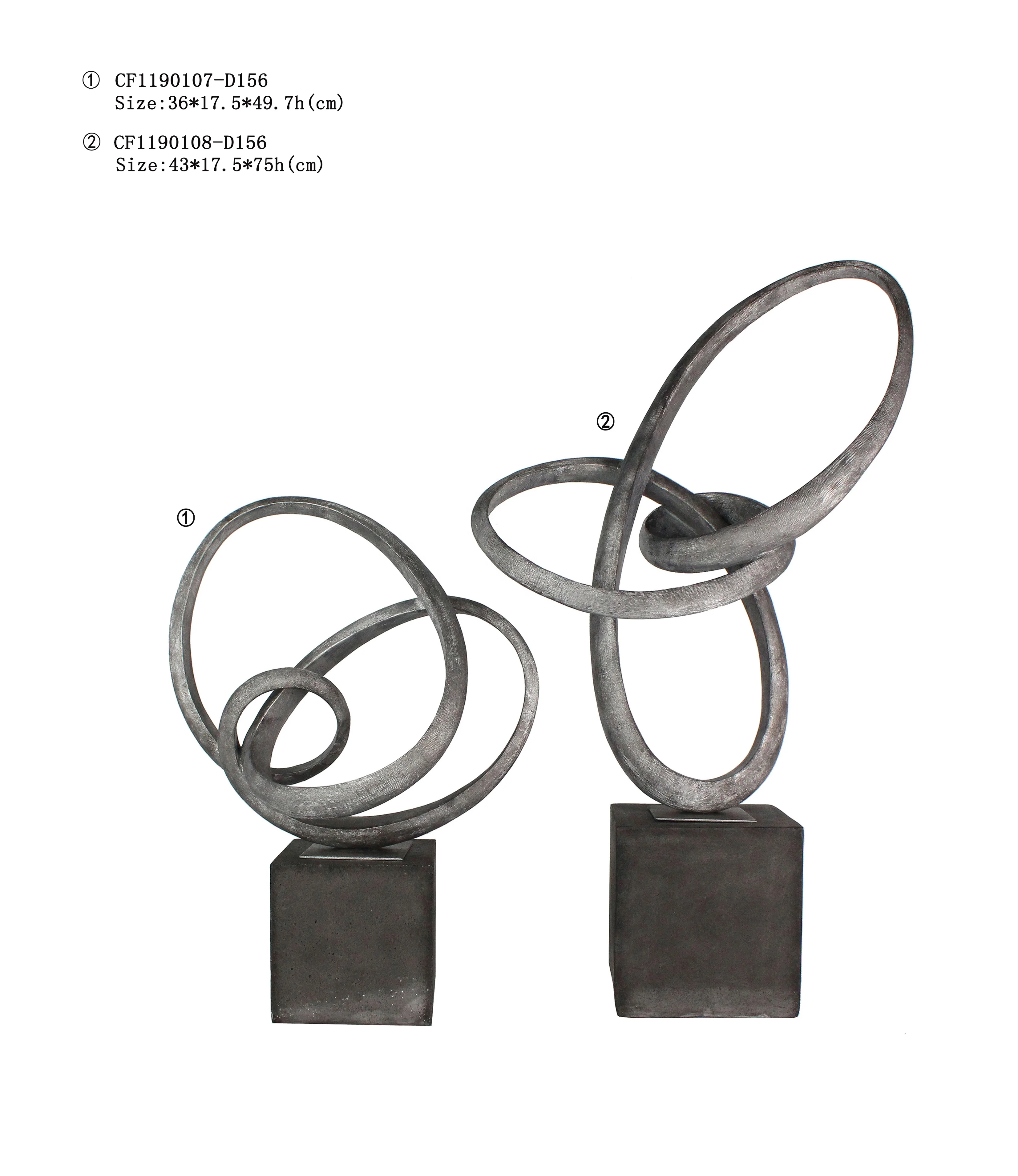 Wholesales resin cast iron geometric line ribbon sculpture home accessories details