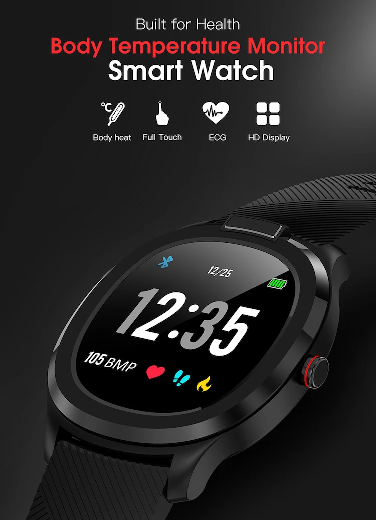 2020 New T01 Smart Watch Body Temperature Monitor Smart Band Fitness ...