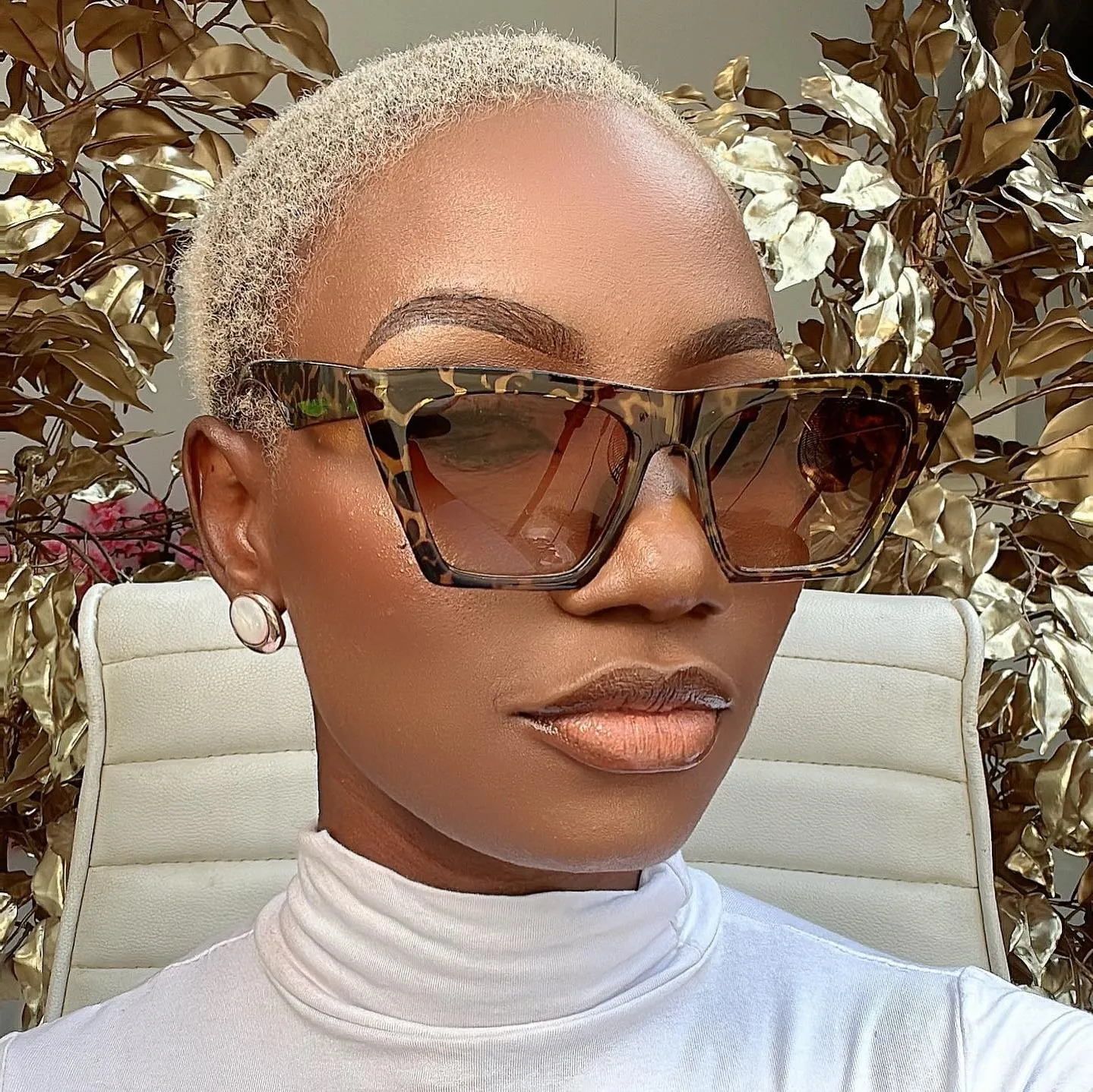 Vintage Square Cat Eye Sunglasses Women Trendy Acetate UV400 Vintage Oversized Square Cat Eye Sunglasses Women Metal  main image 2