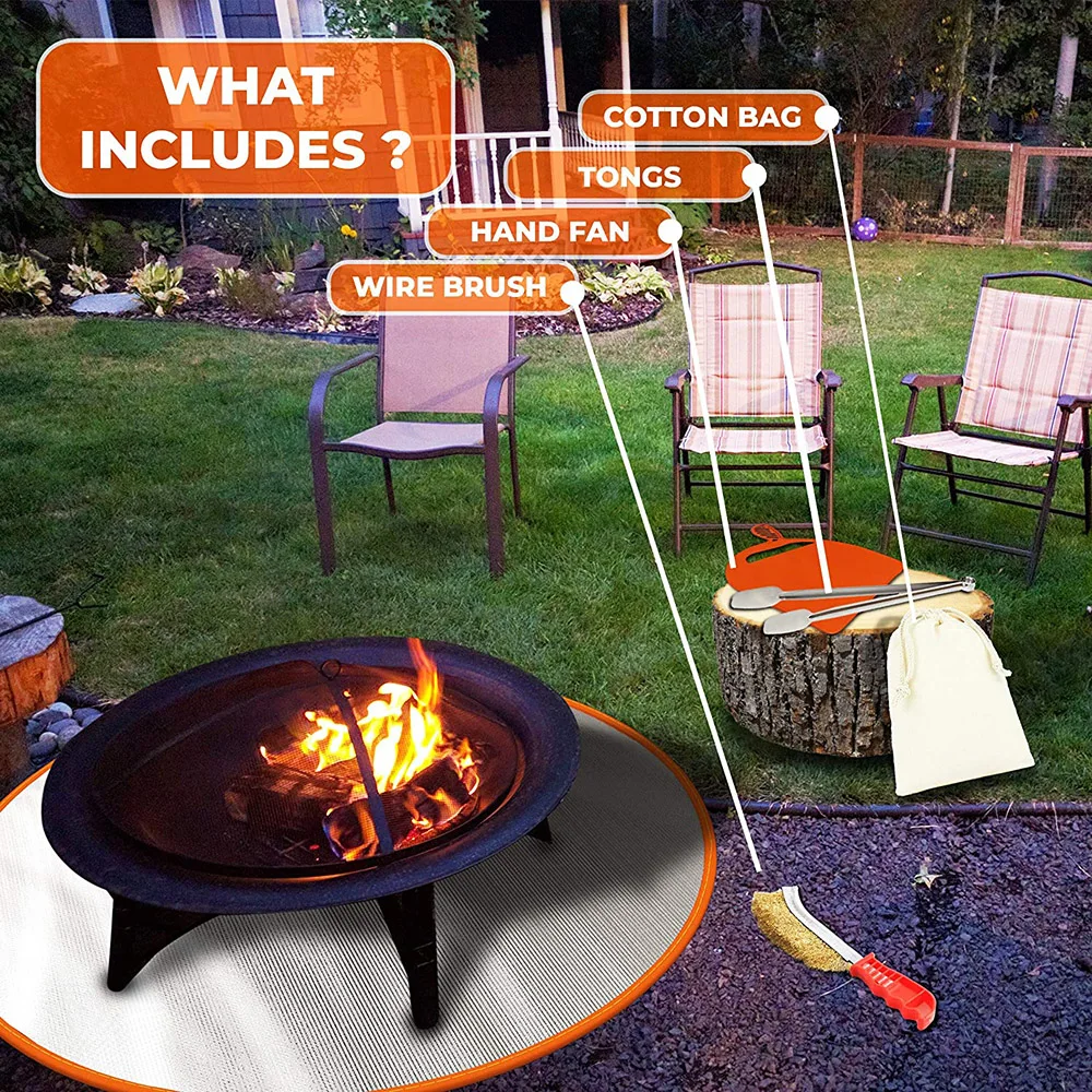 24" Round 3 Layers 3mm Silver Fireproof Mat Fire Pit Mat For Bbq With