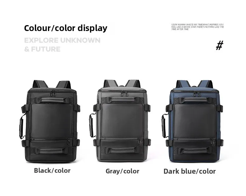 Men's Large Capacity Waterproof GPS Backpack Multifunctional PU Laptop Bag Zipper Handheld Business Travel Crossbody Polyester