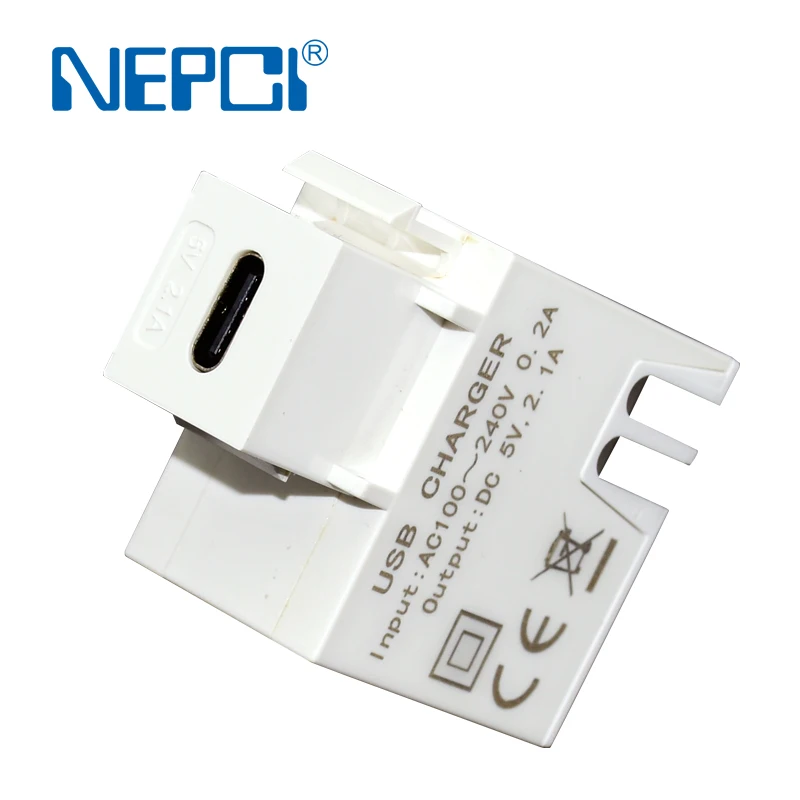 2.1a Usb Charger With Type C Keystone,Nepci Xjyusb34c5v/2.1a,Usb Power Module High Quality