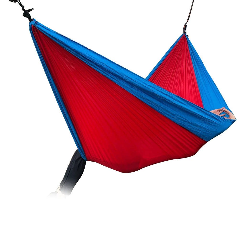 
210T Nylon Portable 2 Person Outdoor Parachute Camping Nylon Hammock With Tree Strap 