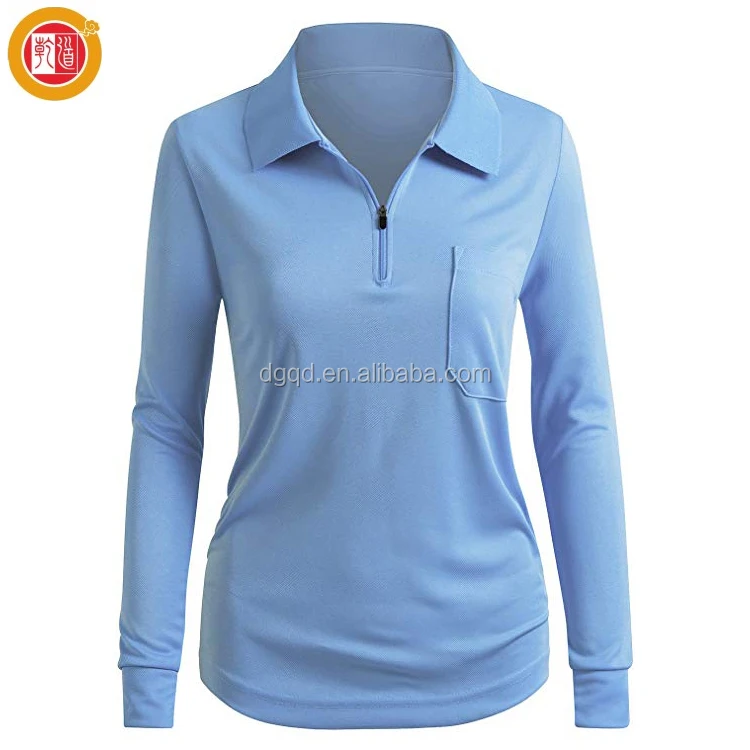 long sleeve zip polo womens