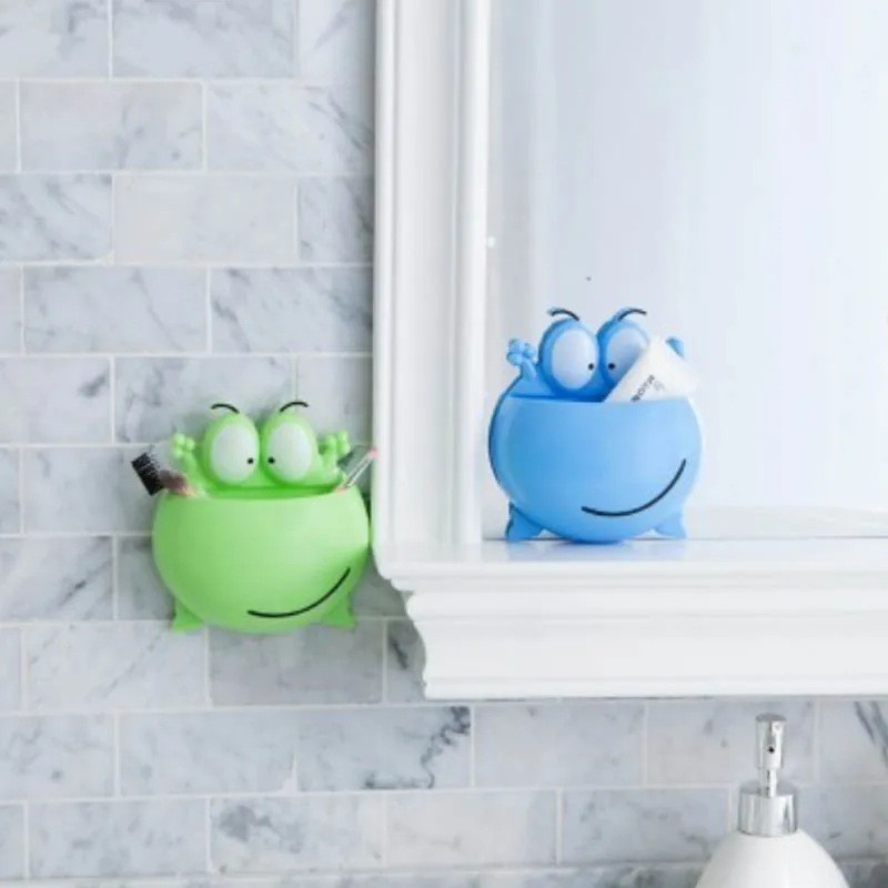 Cute Cartoon Frog Toothbrush Holder Kids Tooth Brushes Storage For
