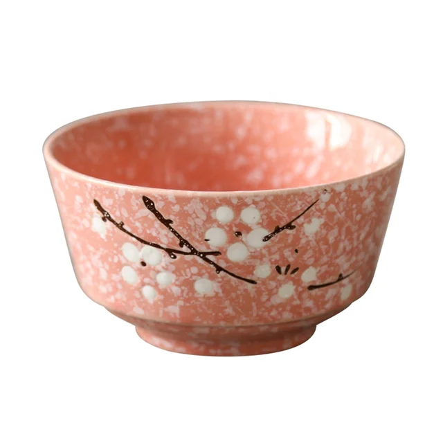 New Design Japanese Style 4.5 Inch Pink Porcelain Rice Bowls For Home
