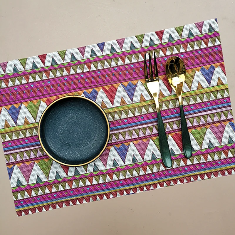 Wholesale Bohemian Pvc Tablemat Dinner Printed Vinyl Rectangular