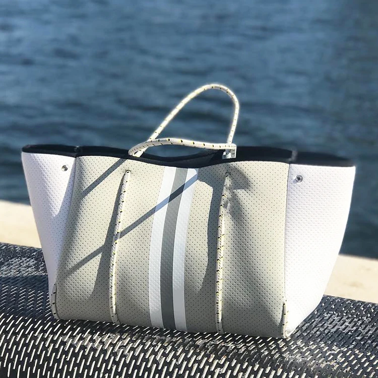 Stripe Design Neoprene Fashion Customized Beach Handbag Waterproof