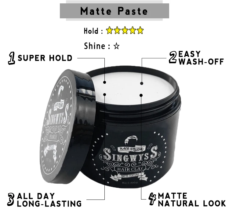 Natural Ingredient Matte Finish Hair Clay Matte Paste For Men Use Hair ...