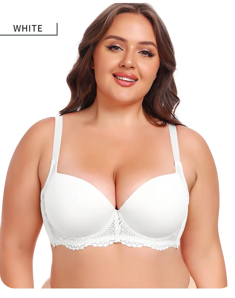 Cross-Border Large Size Bras Anti-Sagging & Breathable V2109005 Model with Steel Ring & Gathered Cups for Large Chest Wholesale