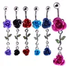 Hot Fashion Trendy Style Double Rose Leaves Rose Pattern Special Designed Piercing Jewelry Navel Ring Belly Ring Navel