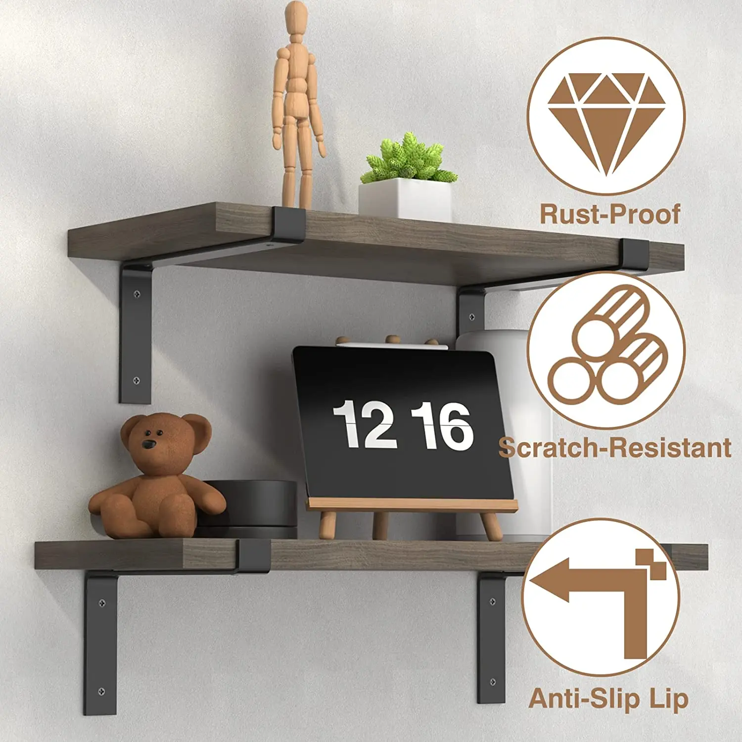 L Black Wall Shelf Brackets Heavy Duty Diy Open Shelf Hardware Includes