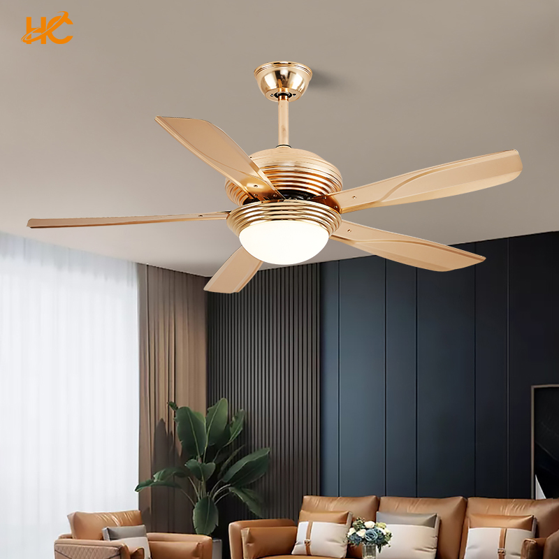 Hot Sale Outdoor Forward Reverse 5 Blades Ceiling Fan Lamps Led Hanging Fan Lights Remote Wall Control Iron 42 48 52inch details