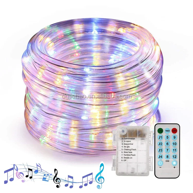 JIEHAO  The  newest voice control 100 LED Music 3AA powered Rope String Lights music Christmas string light
