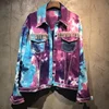 Custom Fashion Unique Clothing Chain Nail Drill Tie Dyed Washed Denim Jacket Women Made In China
