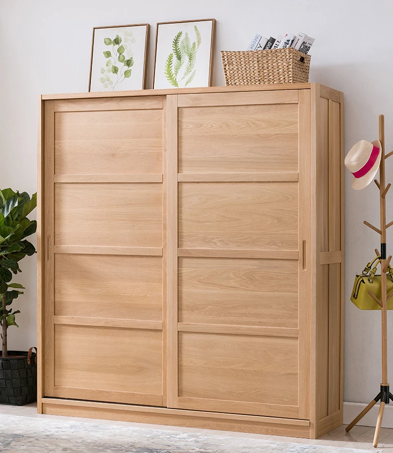 product-2020 new design cheap natural wood color big wardrobe furniture home bedroom furniture woode-1