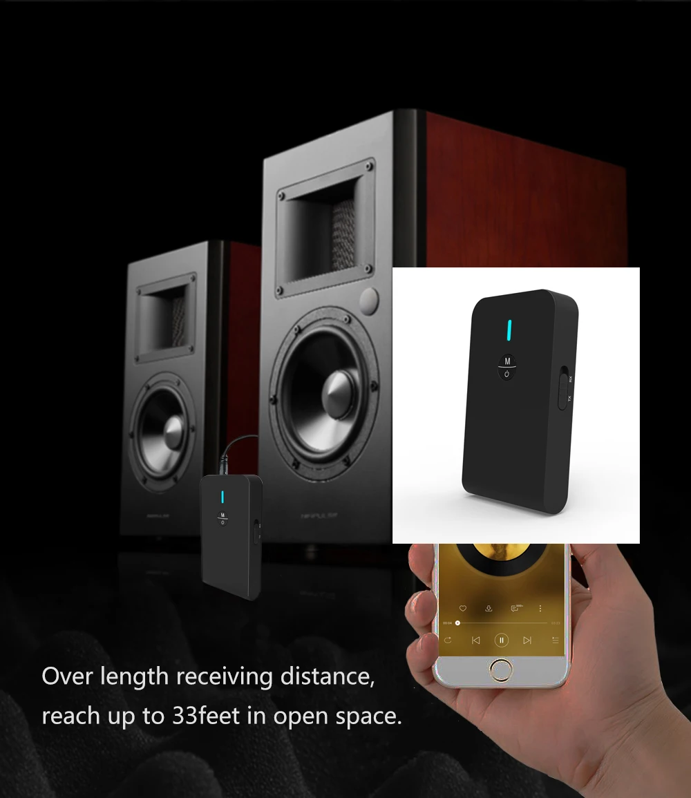 Bt6 Bluetooth Transmitter Receiver,Bluetooth 5.0 Transmitter 2in1