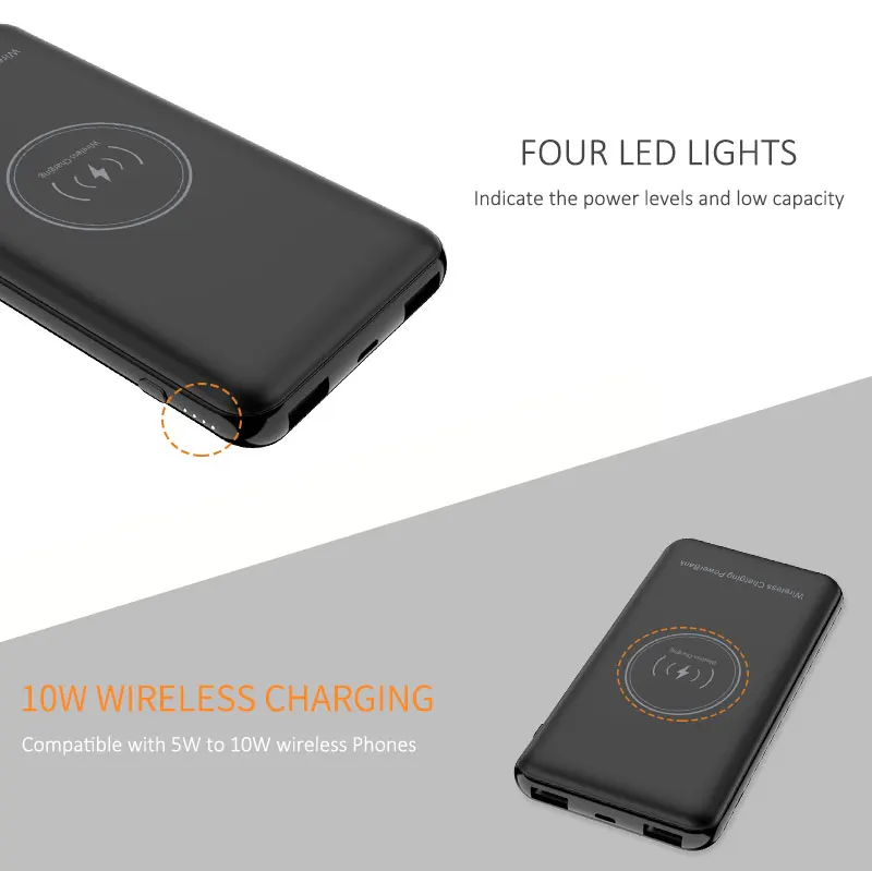 Portable universal 10000mAh polymer Wireless portable charger Power Bank Charger battery mobile power pack - ANKUX.COM