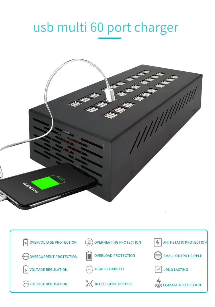 60 Multi-Port Charger Stand Dock Desktop Organizer Charging Station ...