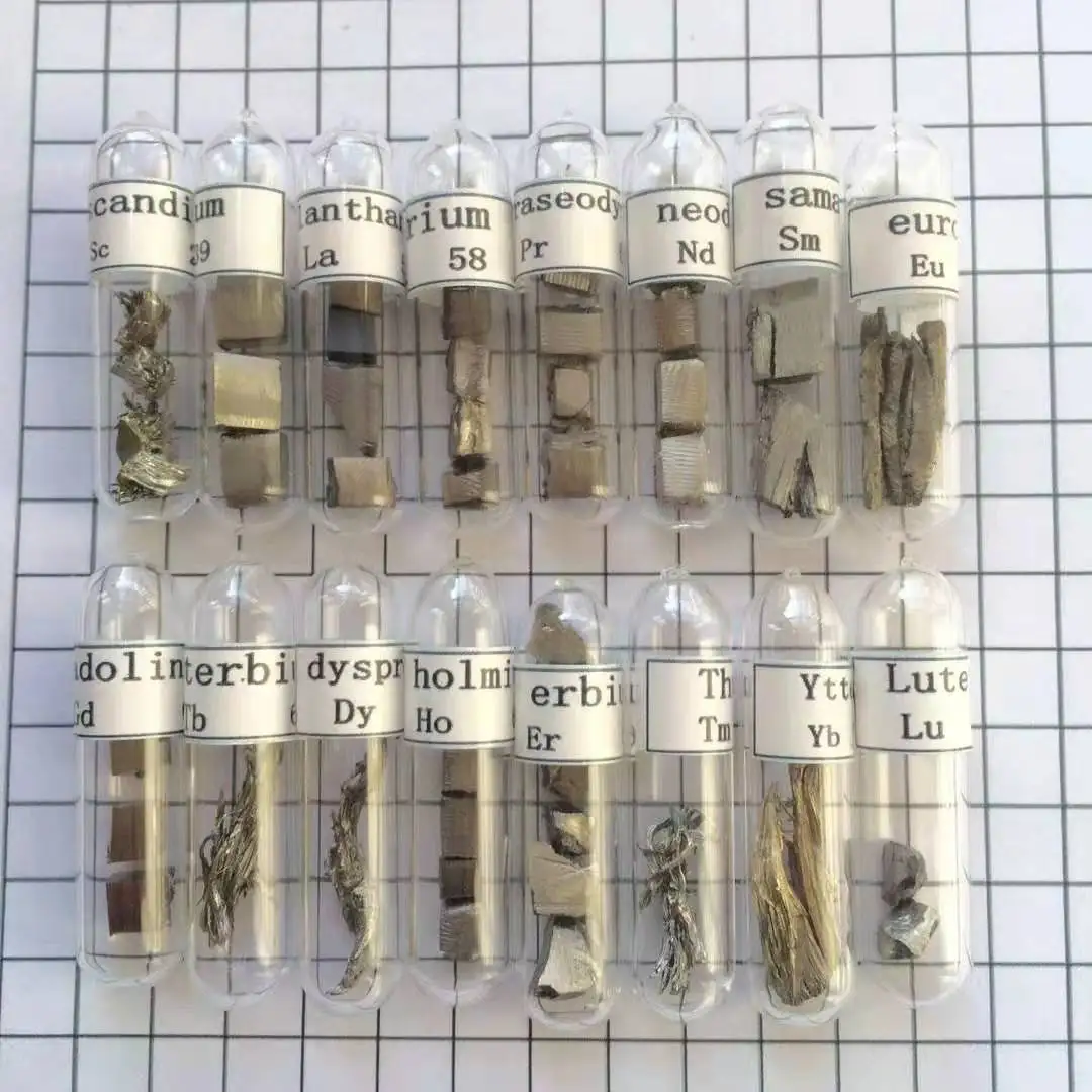 10 gram 99.99% Yb Ytterbium rare earth metal sample in bottle under argon 