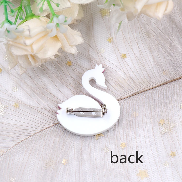 2024 Best Selling Summer Women's Acrylic Coat Brooch Beautiful Swan Series Handmade High Quality Accessory Custom Inlay Free supplier