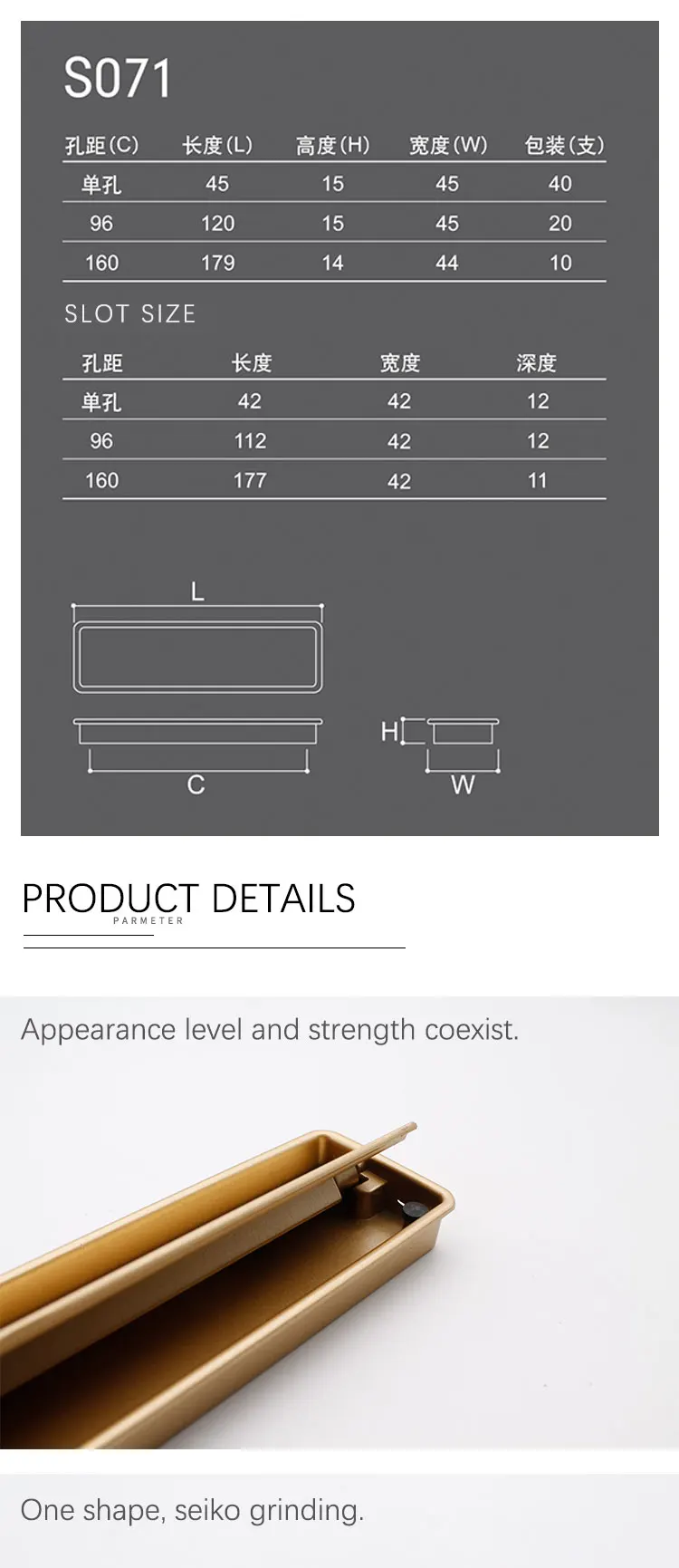 High quality Zinc Alloy Black Square kitchen recessed handle Concealed Hidden handle//