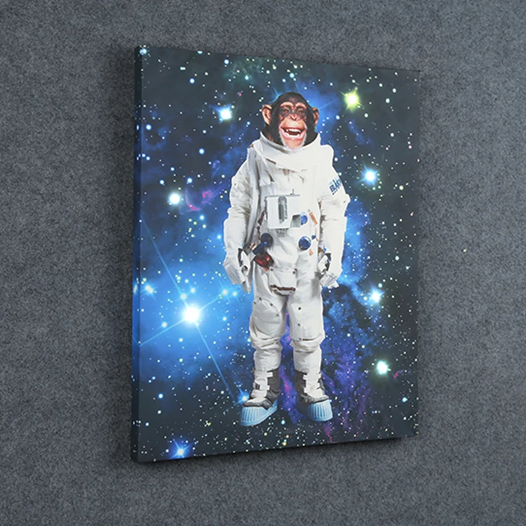 Printed Orangutan Astronaut LED Lighted Canvas Painting Picture on the Wall