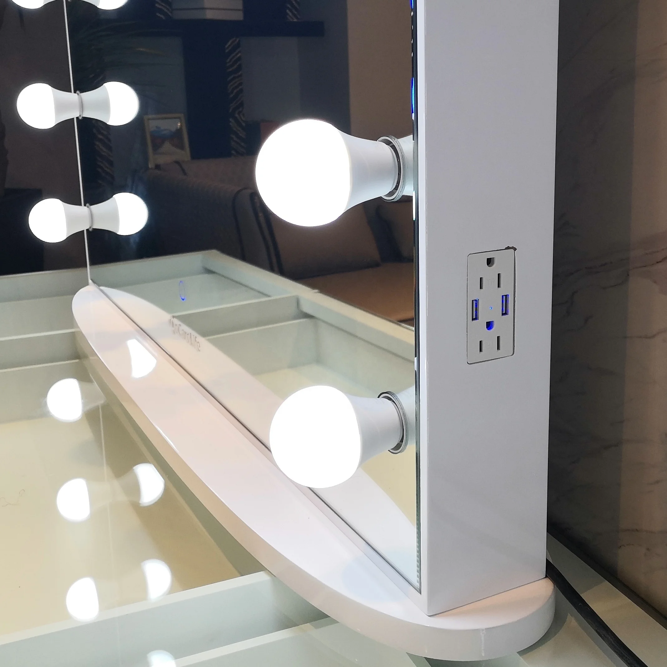 Docarelife Grande De Madera De Mdf Sin Llama Led Luz De Mesa De Tocador