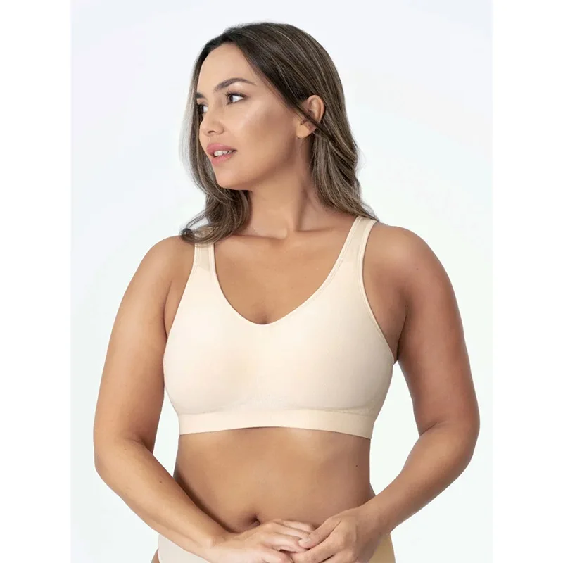 Factory Direct Women's Thin Steel Ring Bra Large Size Bright Silk Body Shaping Vest with Solid Pattern for Big Chest Women