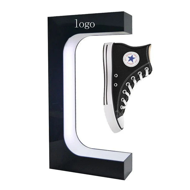 White Led Lighting Levitating Shoe Display Rotating Display Stand