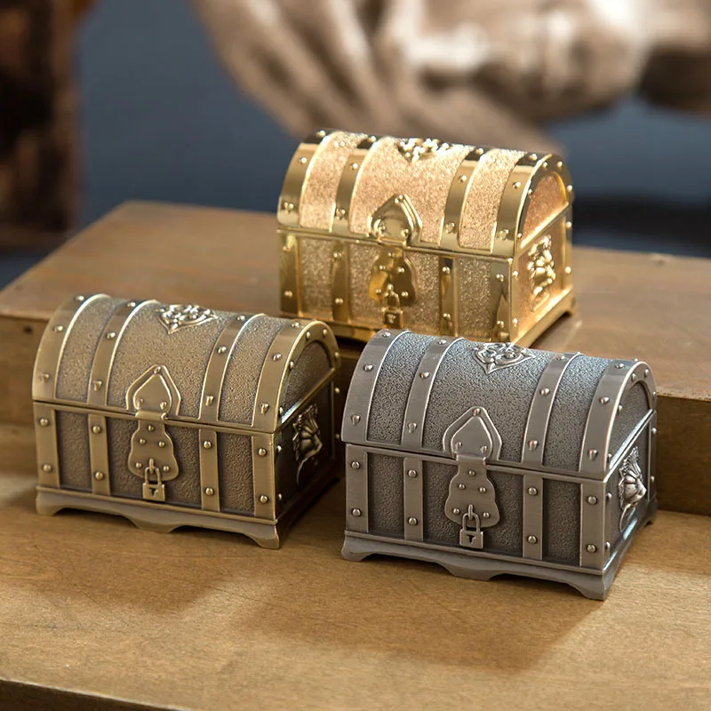Metal Treasure Chest - Vintage Pirate Jewelry Storage