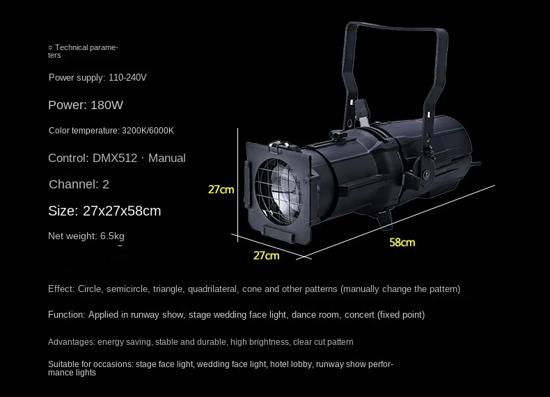 Customized 750W High-Power T-Stage LED Spotlight Film Television DJ Wedding Imaging Light Color Stage Lighting Moving Head Spot