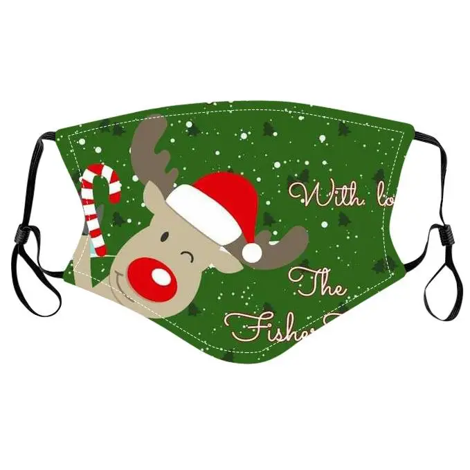 Christmas Facemask With Adjustable Ear Loops For Women Men Adult Soft Fabric Breathable Washable Reusable Face Masks