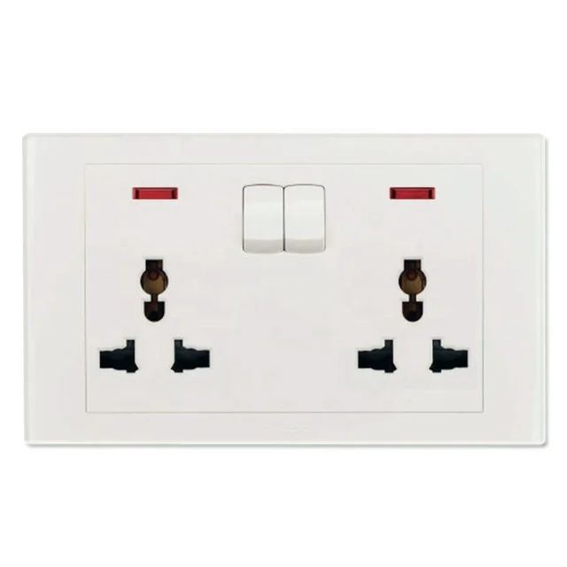 AC power double switched wall electrical 6 pin 2 gang universal socket
