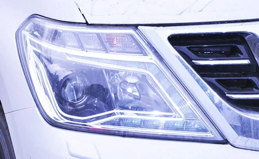 Led Head Light Front Lamp Angel Eyes 2012 To 2014 Year For Nissan Patrol Infiniti Qx56 Chrome