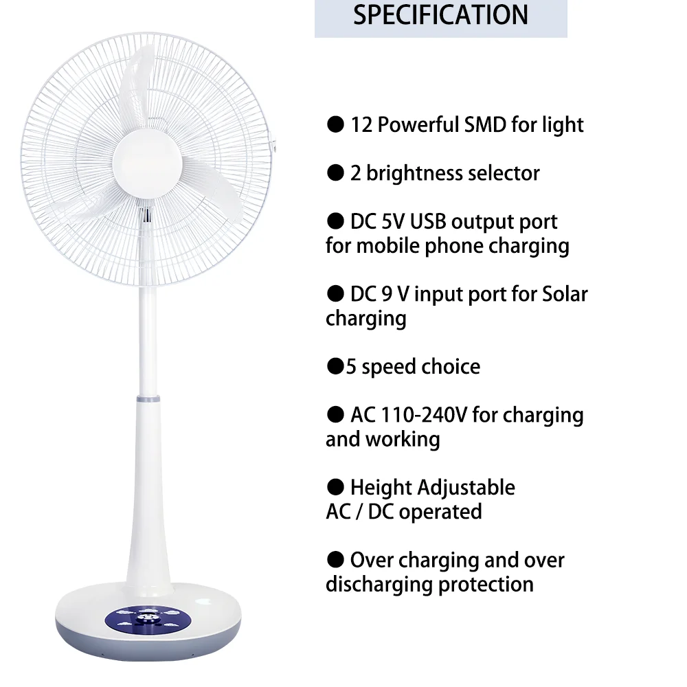 Pedestal Fan, 6.4V, 6000MAH, LiFePO4, LED - detail 6